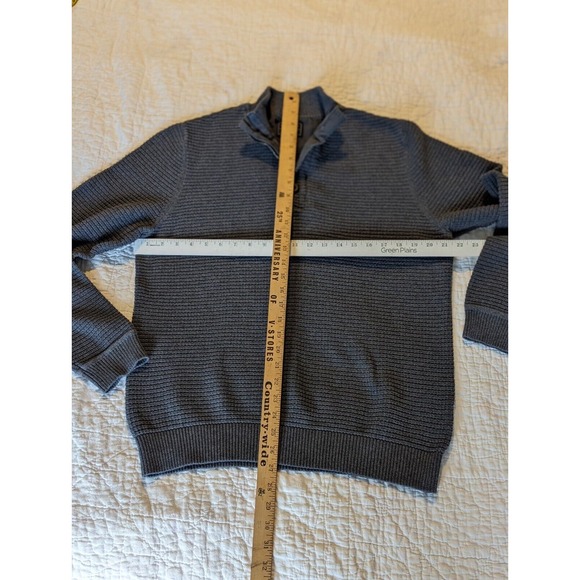 G.H. Bass & Co Sweater Pullover Men's L 1/4 Button 100% Cotton Rugby Gray - Picture 3 of 12